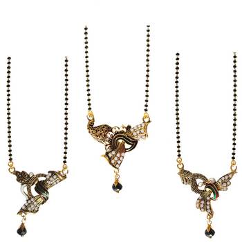 Ethnic  Multicolor  Gold Plated With Stone Studded Combo Mangalsutra 2