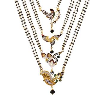 Ethnic  Multicolor  Gold Plated With Stone Studded Combo Mangalsutra 2