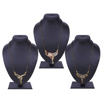 Ethnic  Multicolor  Gold Plated With Stone Studded Combo Mangalsutra 1