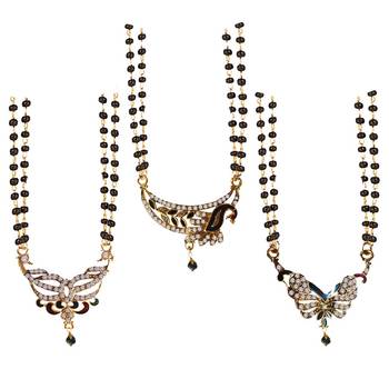 Ethnic  Multicolor  Gold Plated With Stone Studded Combo Mangalsutra 1
