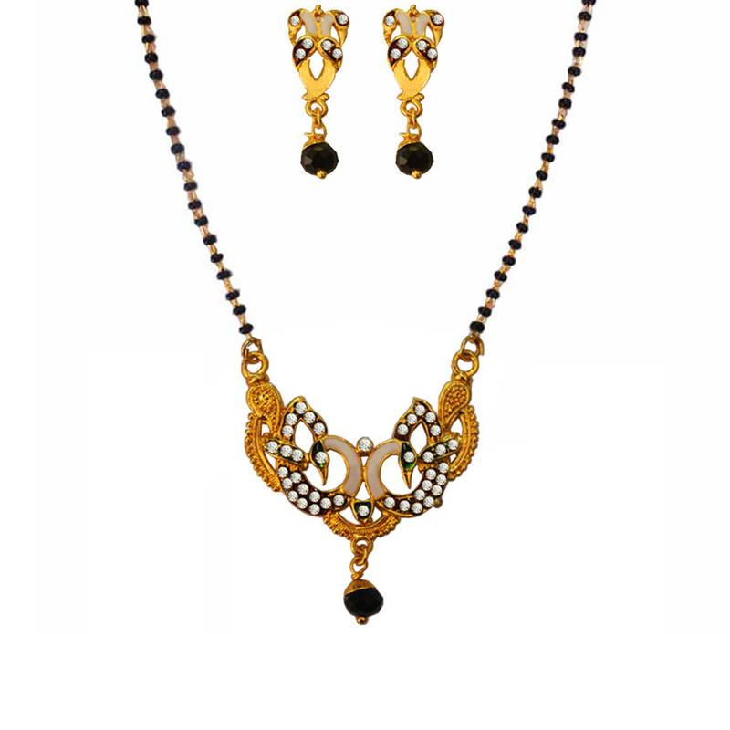 Traditional  Kareena Kapoor Inspired Peacock Meenakari Design Mangalsutra Set