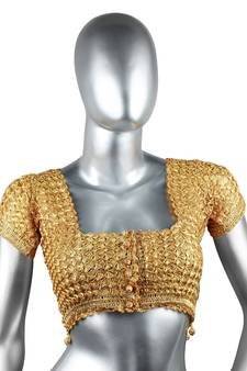 Glittering Sensational Crochet Blouse | Golden Zari