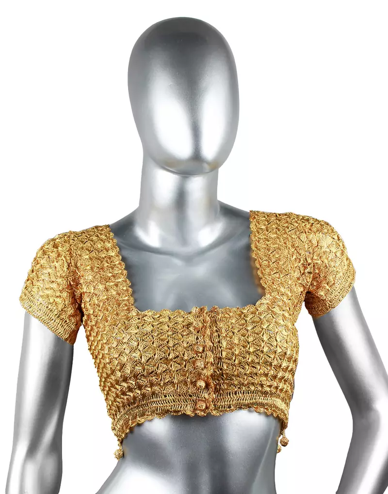 Glittering Sensational Crochet Blouse | Golden Zari