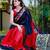 Multicolor printed art silk saree with blouse