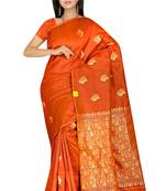 Aboli Orange Zari Work Faux Silk Saree