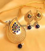 Beautiful Antique Blue Pink Mango Designer Necklace Set 