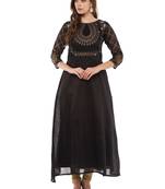 Black stitched Poly Chanderi stitched kurti