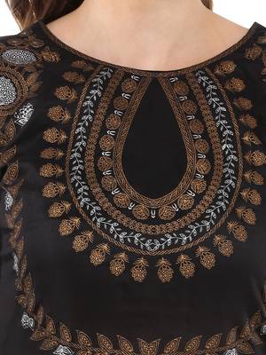 Black stitched Poly Chanderi stitched kurti 5
