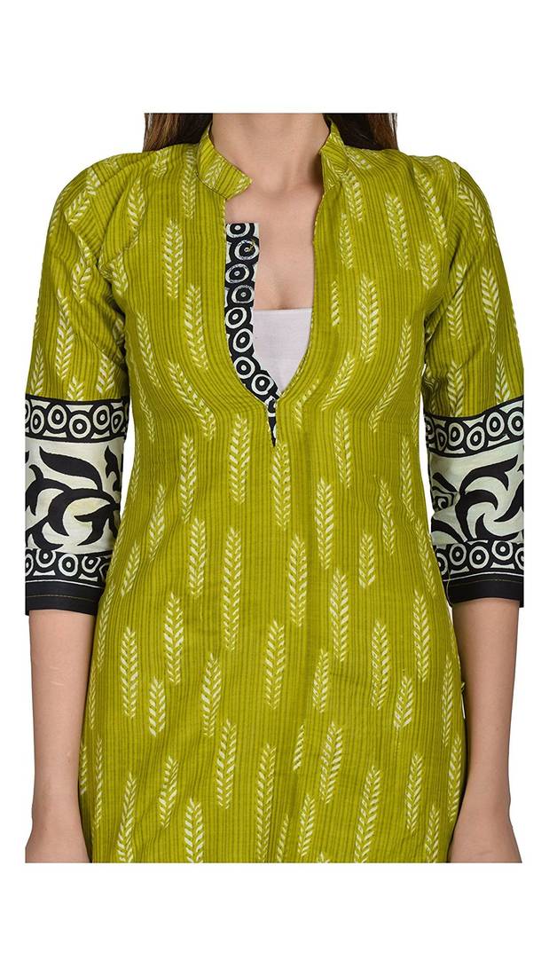 Green printed cotton unstitched kurtasandkurtis Nakoda Creation