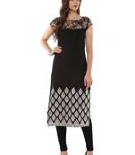 Black stitched Crepe stitched kurti