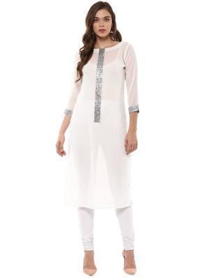 White stitched Georgette stitched kurti 1