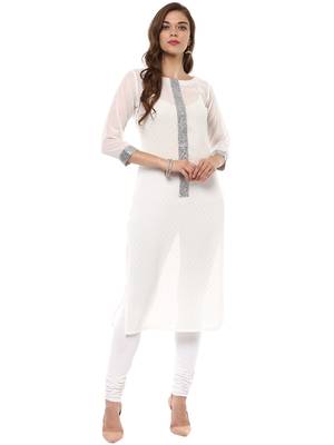 White stitched Georgette stitched kurti 2