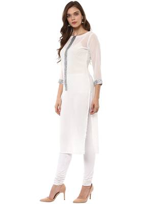 White stitched Georgette stitched kurti 4