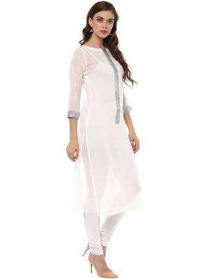 White stitched Georgette stitched kurti 5