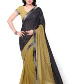 Black woven georgette saree with blouse