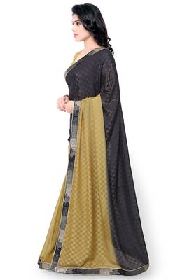 Black woven georgette saree with blouse 2