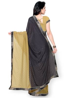 Black woven georgette saree with blouse 3