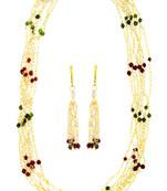 Multicolor yellow gold pearl necklace sets