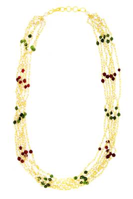 Multicolor yellow gold pearl necklace sets 3