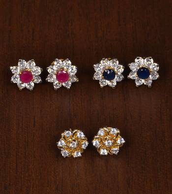Gold cubic zirconia studs 1