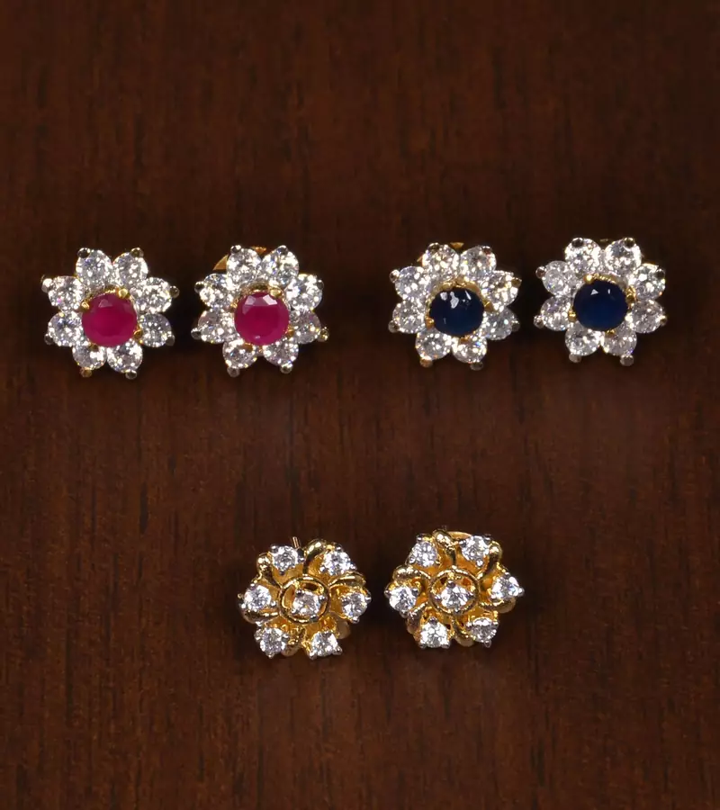 Gold cubic zirconia studs