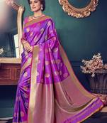 Purple woven silk saree with blouse