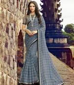 grey printed cotton saree with blouse