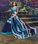 multicolor printed cotton saree with blouse