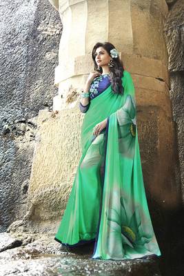multicolor printed georgette saree with blouse 1