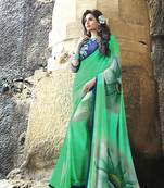 multicolor printed georgette saree with blouse