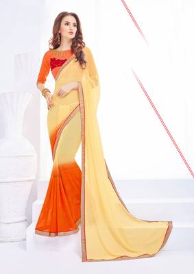 multicolor printed georgette saree with blouse 1
