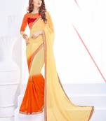 multicolor printed georgette saree with blouse