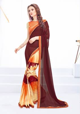 multicolor printed georgette saree with blouse 1