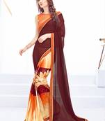 multicolor printed georgette saree with blouse