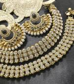 Bollywood  Earrings with Black colour stones  & White Jodha Akbar Anklets