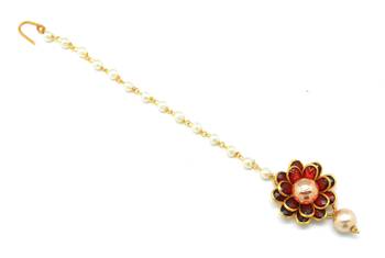 Maroon Stone Maang Tikka 2