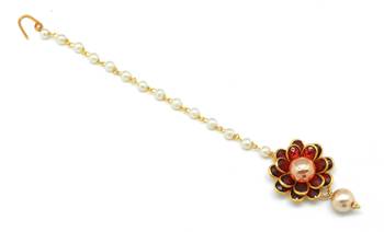 Maroon Stone Maang Tikka 3