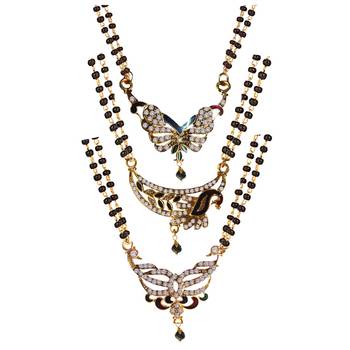Ethnic  Multicolor  Gold Plated With Stone Studded Combo Mangalsutra 2