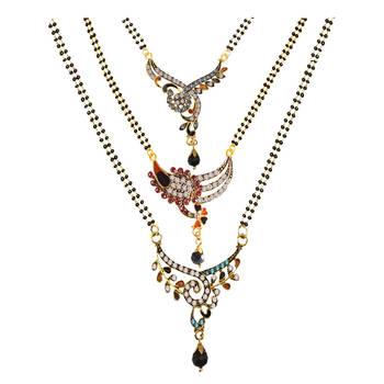 Ethnic  Multicolor  Gold Plated With Stone Studded Combo Mangalsutra 4
