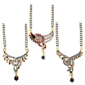 Ethnic  Multicolor  Gold Plated With Stone Studded Combo Mangalsutra 5