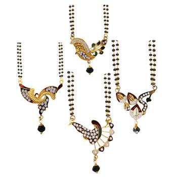 Ethnic  Multicolor  Gold Plated With Stone Studded Combo Mangalsutra 3