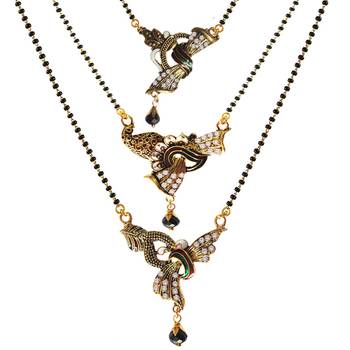 Ethnic  Multicolor  Gold Plated With Stone Studded Combo Mangalsutra 3