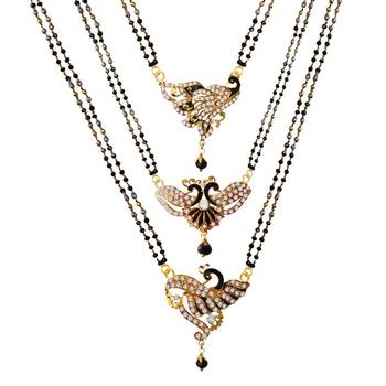 Ethnic  Multicolor  Gold Plated With Stone Studded Combo Mangalsutra 3