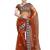 Rust Net Party Were Saree With Blouse