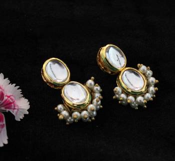 Pearl Cluster Double Kundan Studs 2