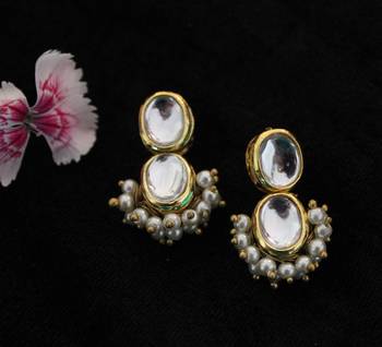 Pearl Cluster Double Kundan Studs 3