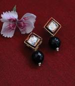 Black Onyx Square Kundan Studs
