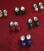 Multicoloured Kundan Studs - Set Of 6