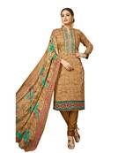 Coffee printed rayon salwar with dupatta