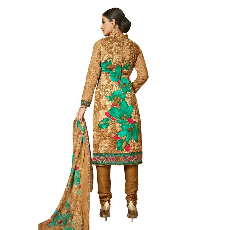 Coffee printed rayon salwar with dupatta
